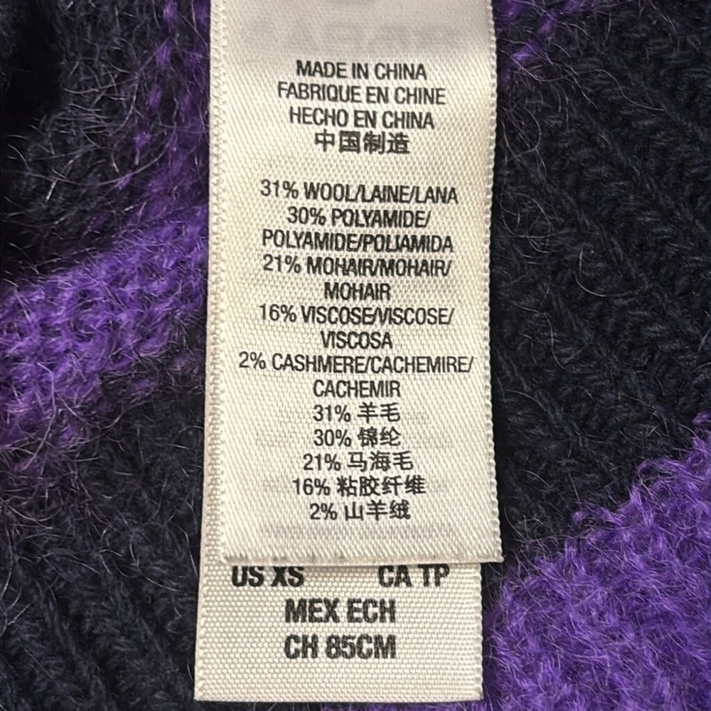 JUICY COUTURE vintage wool cashmere mohair sweater crystals black purple size XS - Picture 6 of 14